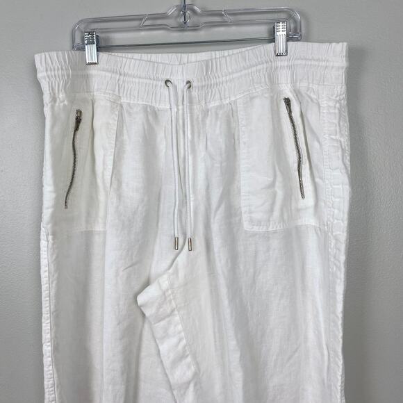 Athleta Cabo Linen Wide Leg Pants White Coastal Minimalist Resort Size 18 - Picture 3 of 9